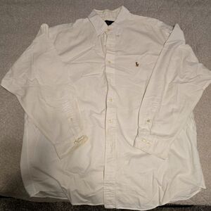 Polo by Ralph Lauren men's white Oxford dress shirt, size 17; 34/35